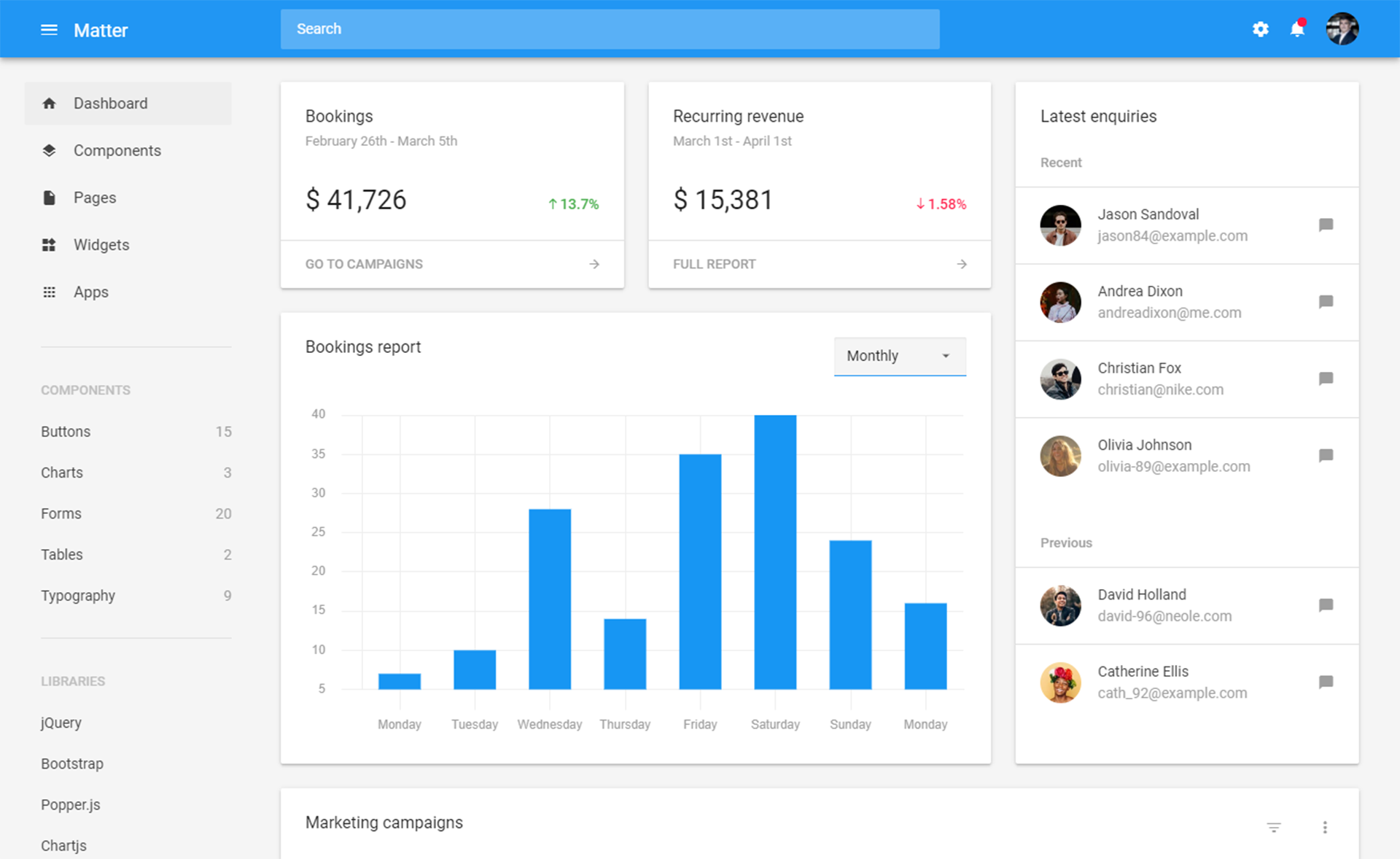 Matter - Free Bootstrap 4 HTML5 Admin Dashboard Template