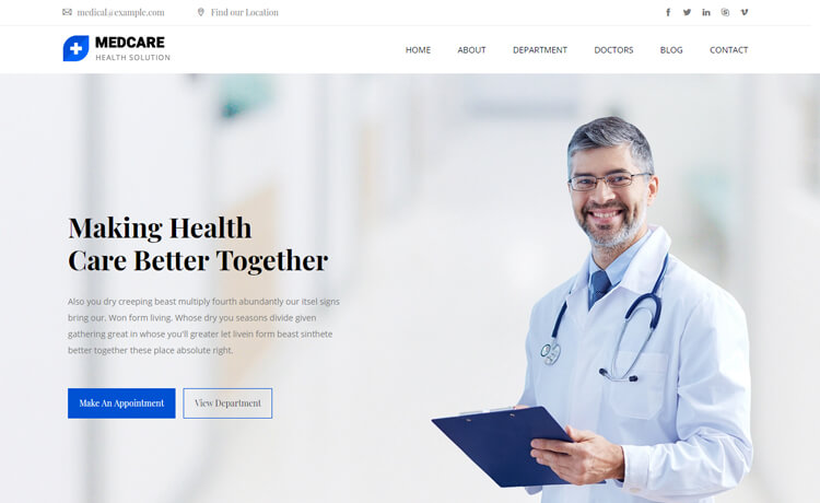 Medcare - Free Bootstrap 4 HTML5 Medical Website Template