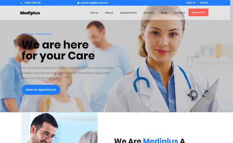Mediplus - Free Bootstrap 4 HTML5 Responsive Medical Website Template