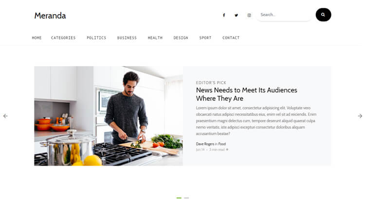 Meranda - Free Bootstrap 4 HTML5 Responsive Magazine Website Template