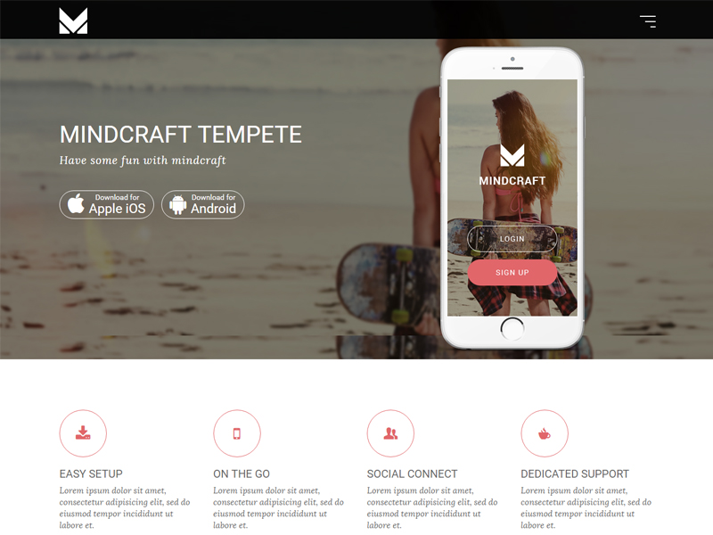 Mind Craft - A High-Quality App Landing Bootstrap Template Free Download