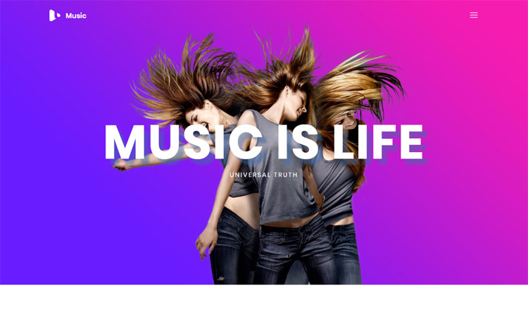 Music - One page free Bootstrap HTML5 music website template for musicians, artists, bands, radio stations