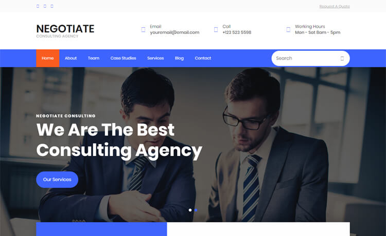 Negotiate - Free Bootstrap 4 HTML5 Responsive Consulting Agency Website Templates