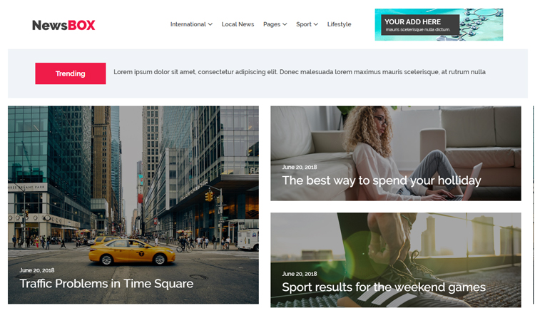 Newsbox - Free Bootstrap 4 HTML5 news website template for online newspapers and magazines
