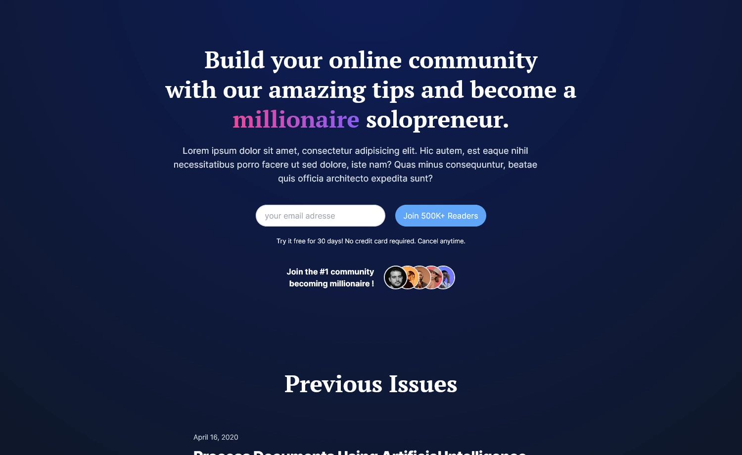 Newsletter - Free Tailwind CSS Newsletter Landing Page Template