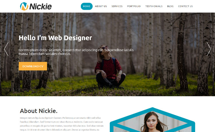Nickie - Free one-page Bootstrap 4 HTML5 portfolio website template