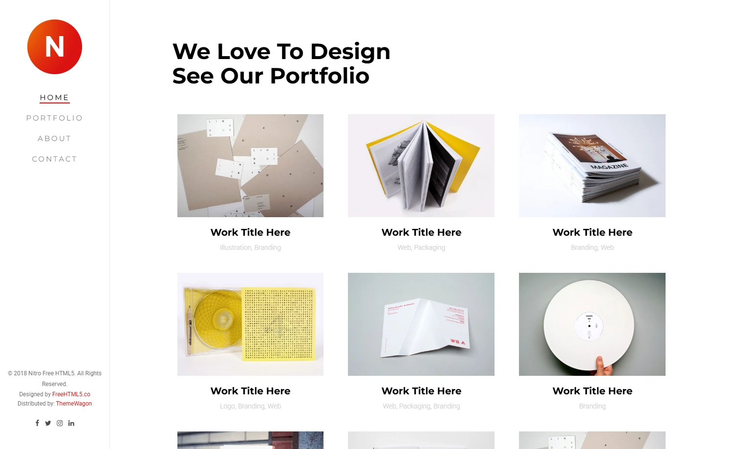 Nitro - Free HTML5 Template for Portfolio Website With Left Side Navigation Menu