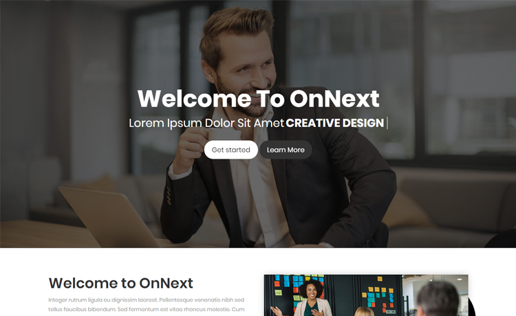 OnNext - Free creative parallax one page agency website template