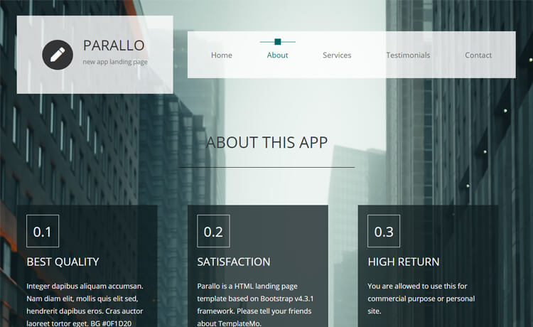 Parallo - Free Bootstrap 4 HTML5 Landing Page Template