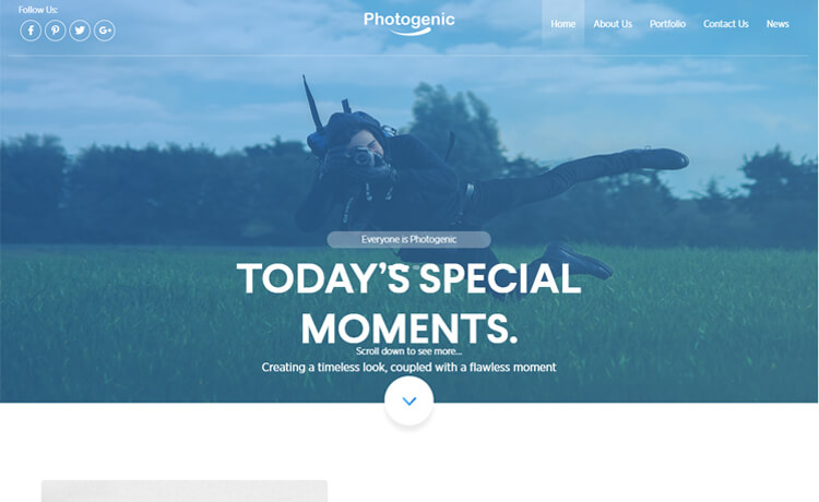 Photogenic - Free HTML5 Bootstrap 4 Portfolio Website Template