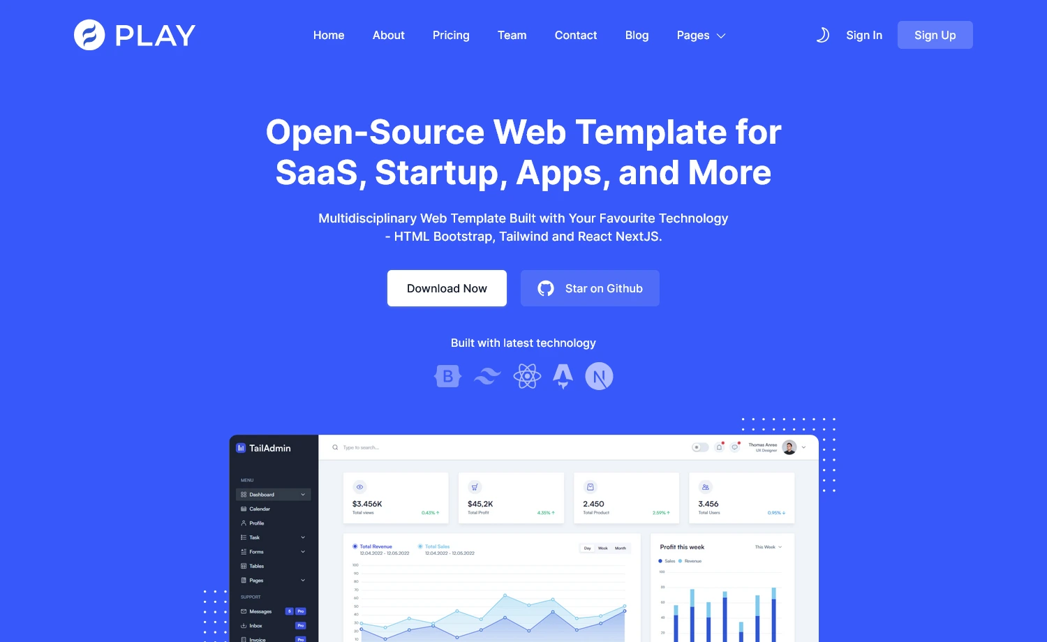 Play - Free Tailwind CSS Business & Corporate Template