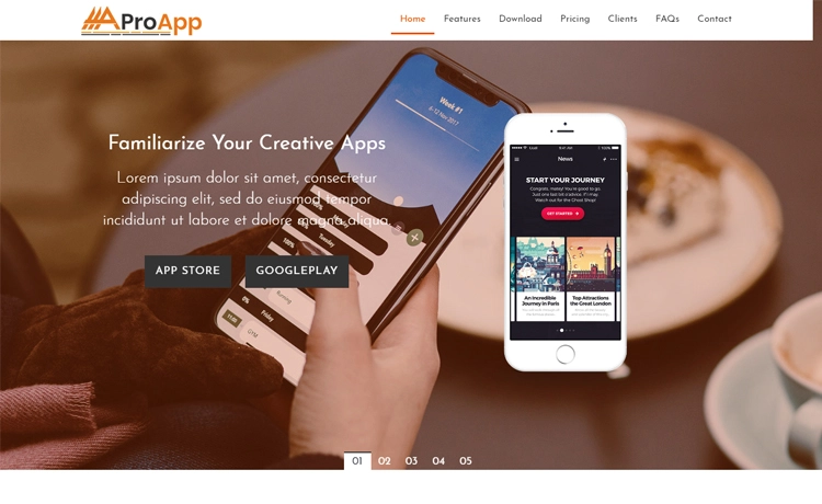 ProApp - Free Bootstrap 4 HTML5 one-page app landing page template