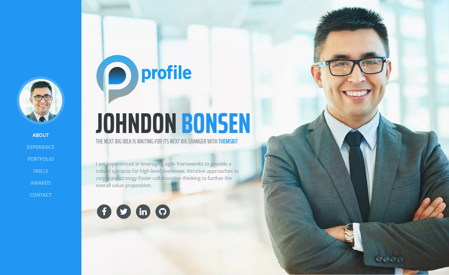 Profile - Bootstrap HTML5 Portfolio Website Template With Static Sidebar