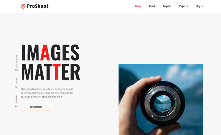 Proshoot - Free HTML5 Bootstrap 4 Photography Website Template