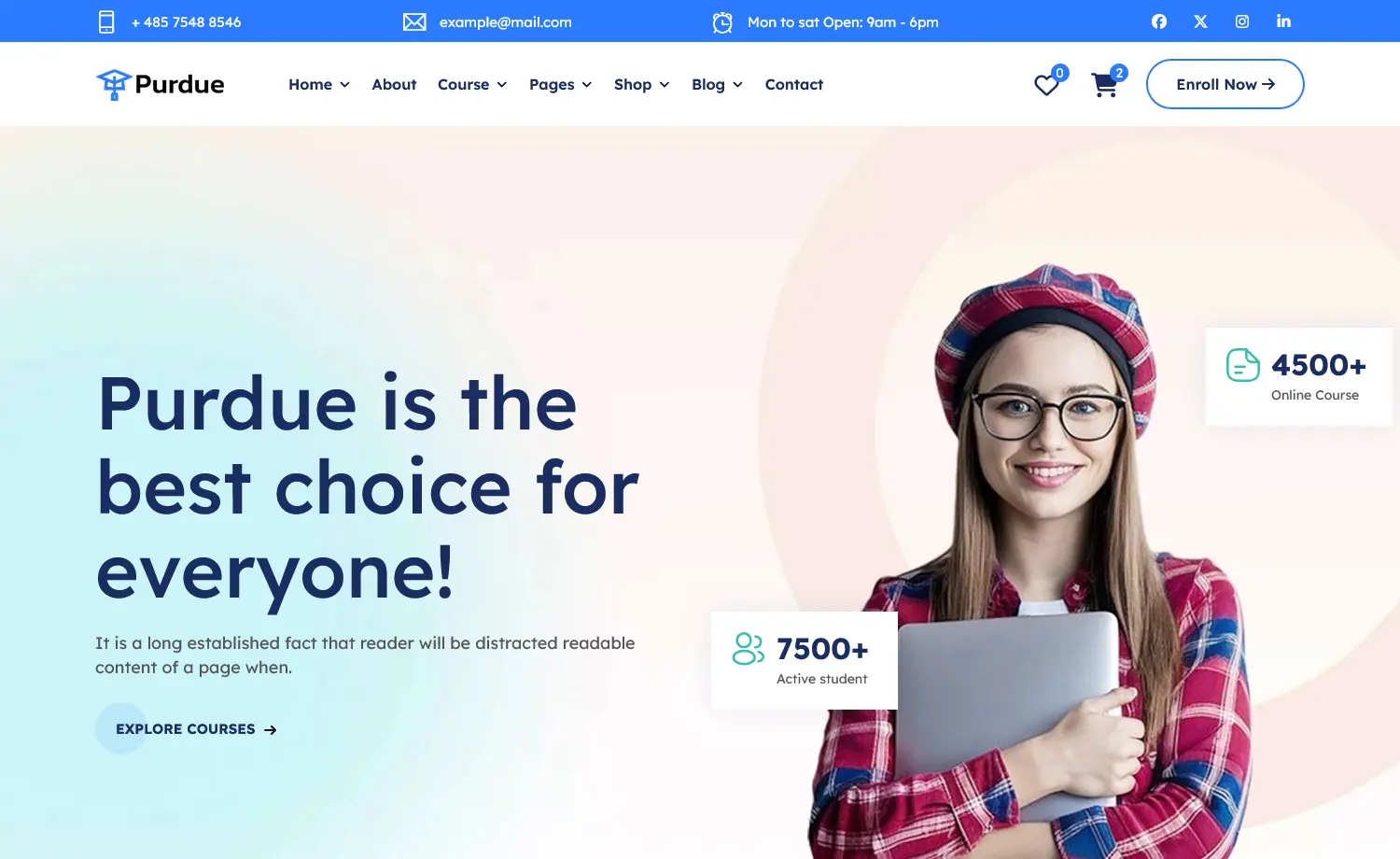 Purdue - Free Bootstrap 5 HTML5 Educational Website Template