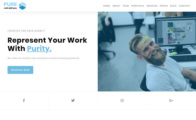 Pure - Free Bootstrap 4 HTML5 one-page agency website template