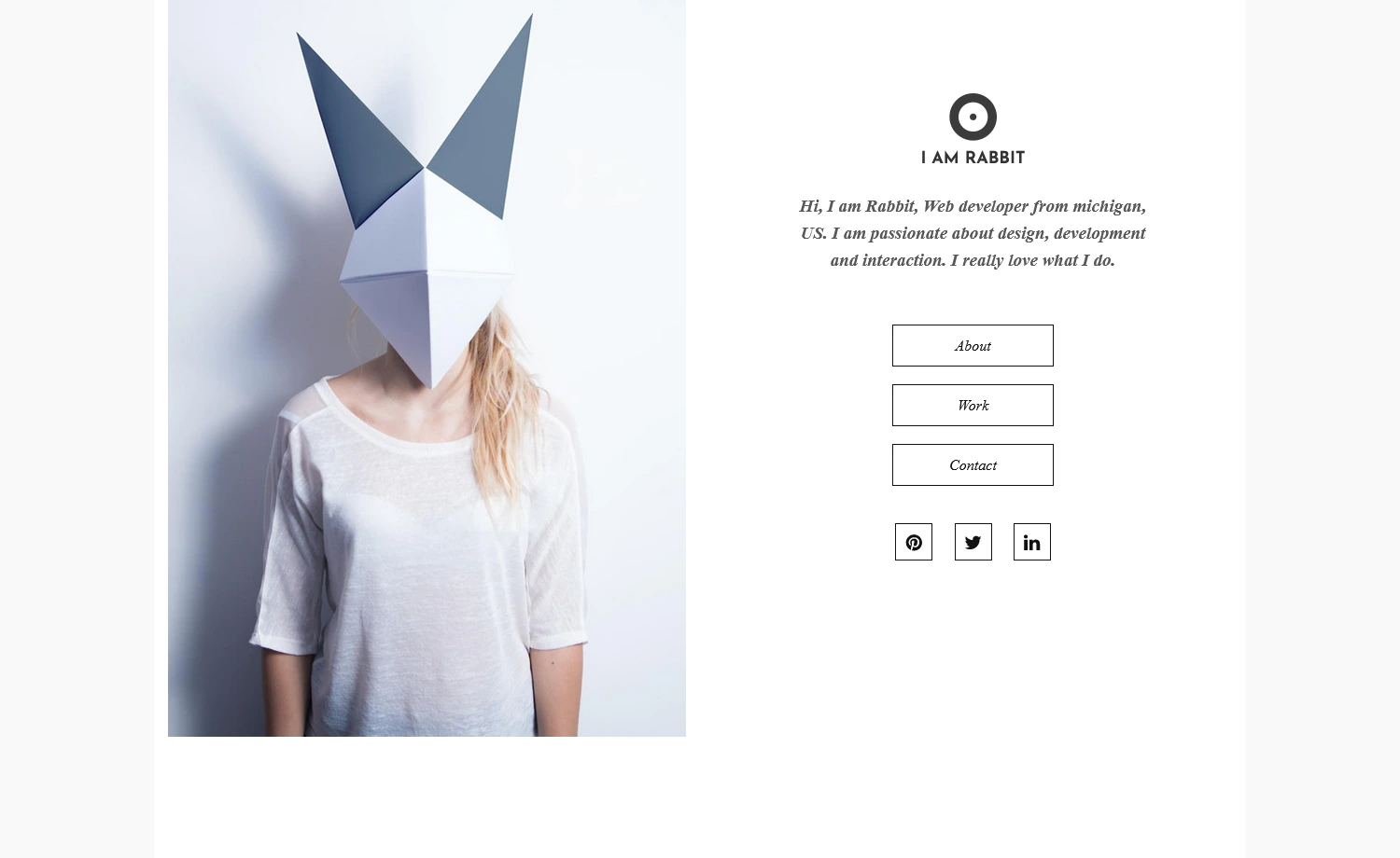 Rabbit - Free Bootstrap Personal Portfolio Template for Creative Personal Portfolio Website