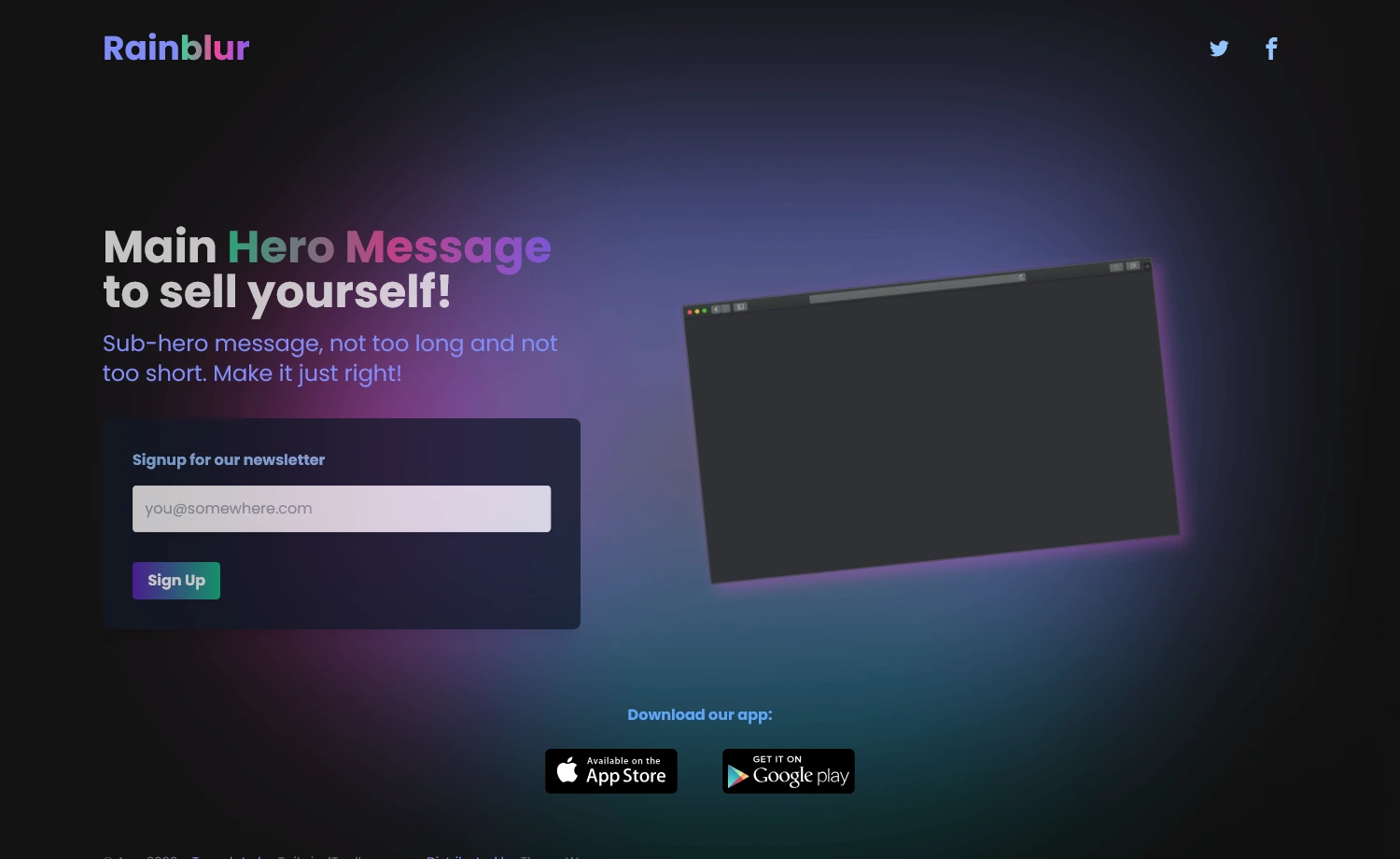 Rainblur - Free Tailwind CSS Coming Soon Page Template