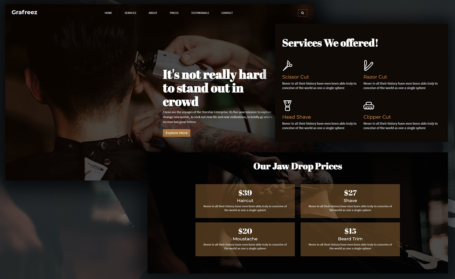 Razor - Free Bootstrap Barbershop Website Template Hair Salon, Color & Services