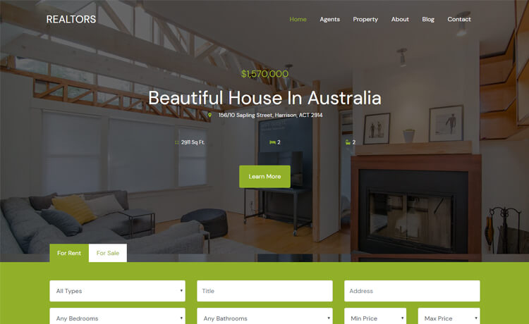 Realtors - Free HTML5 Bootstrap 4 Responsive Real Estate Agency Website Template