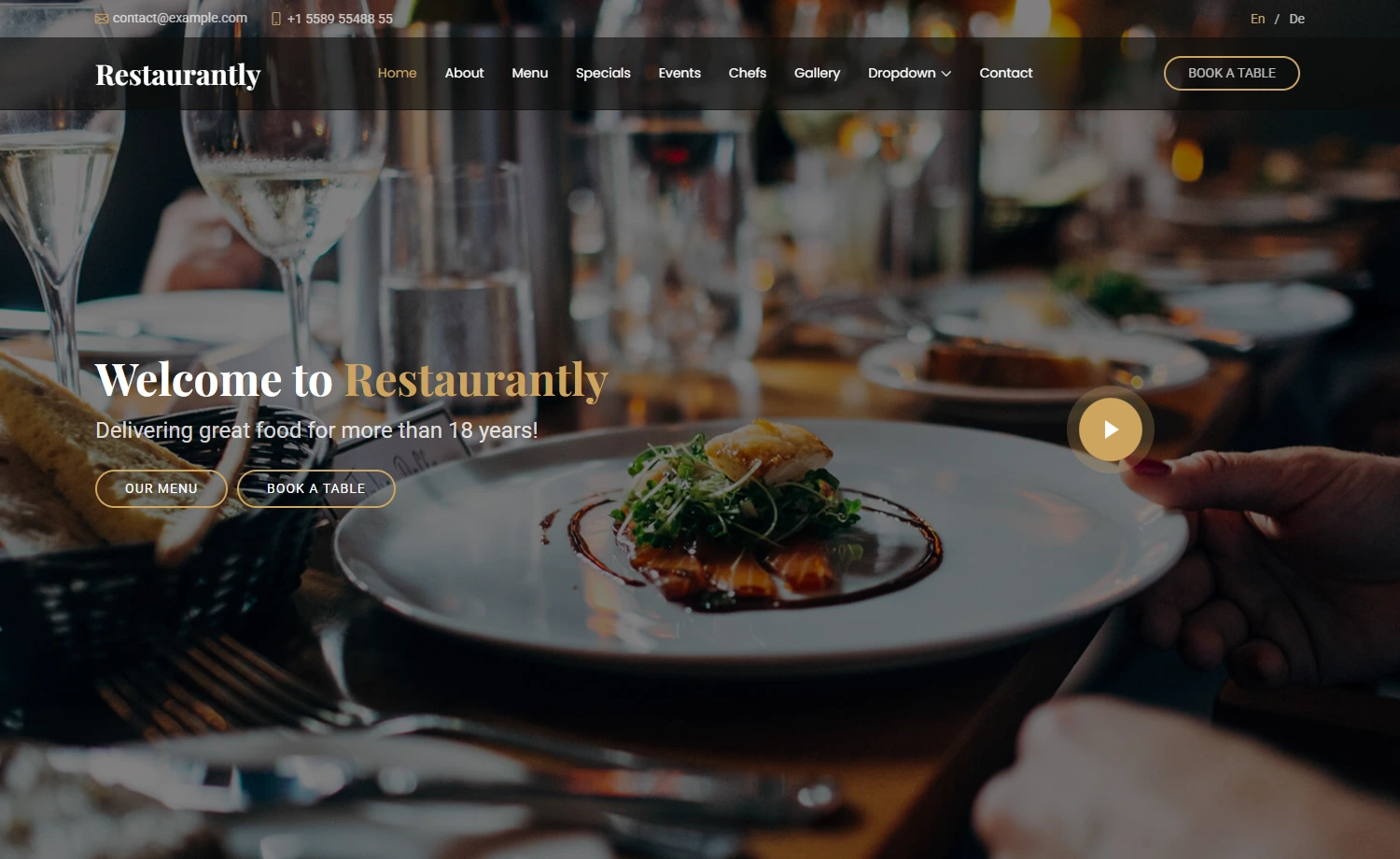 Restaurantly - Free Bootstrap 5 Restaurant Website Template