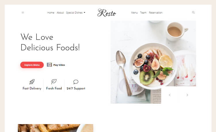 Resto - Free Bootstrap 4 HTML5 Restausrant Website Template