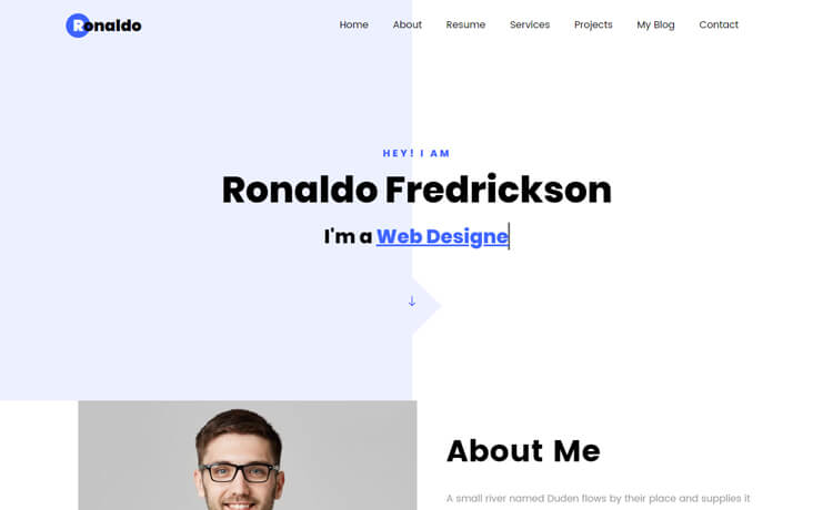 Ronaldo - Free Bootstrap 4 HTML5 One-page Personal Portfolio Website Template
