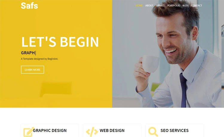 Safs - One-page free Bootstrap 4 HTML5 personal portfolio website template for web developer, web and graphic designer