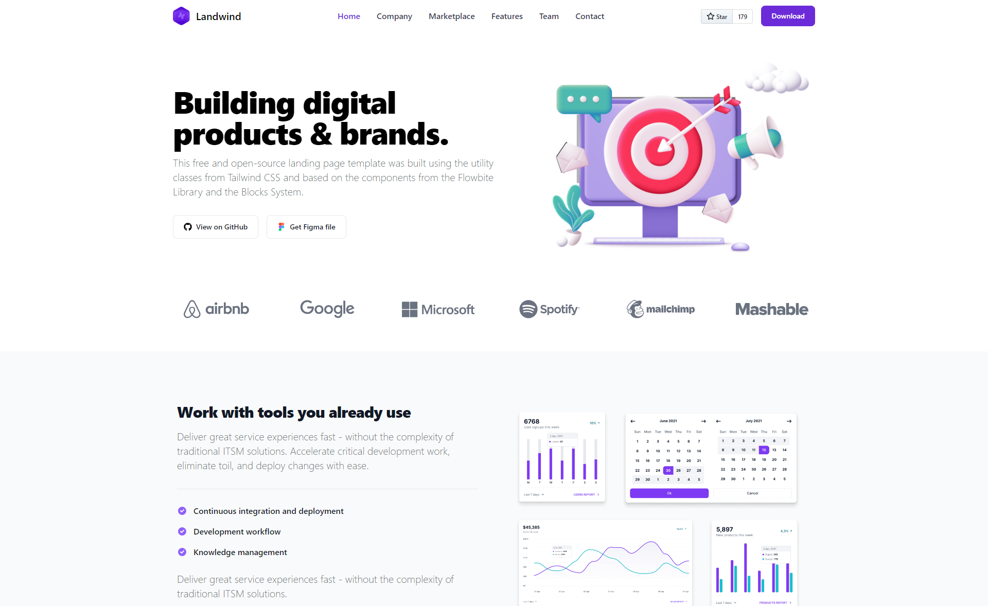 Landwind - Free Responsive TailwindCSS Landing Page Template