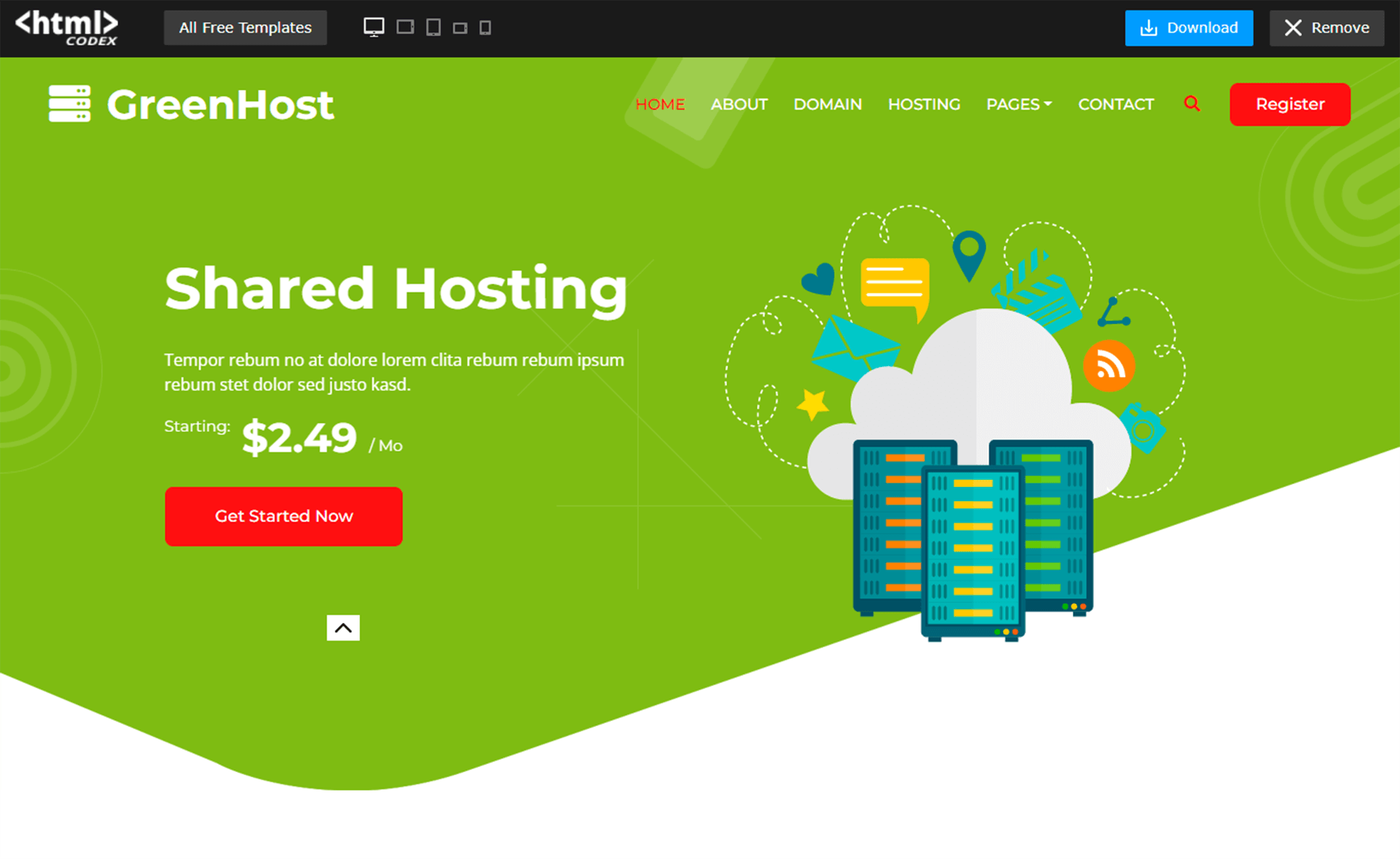 GreenHost - Free Bootstrap 5 HTML5 Web Hosting Template