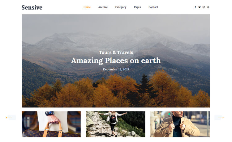 Sensive - Free Bootstrap 4 HTML5 Travel Blog Website Template
