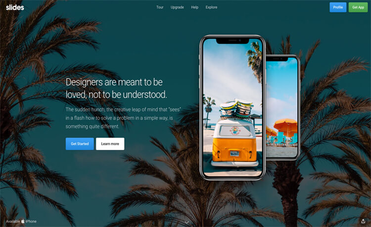 Slides-Horizontal Scroll Landing Page - Free HTML5 template for apps