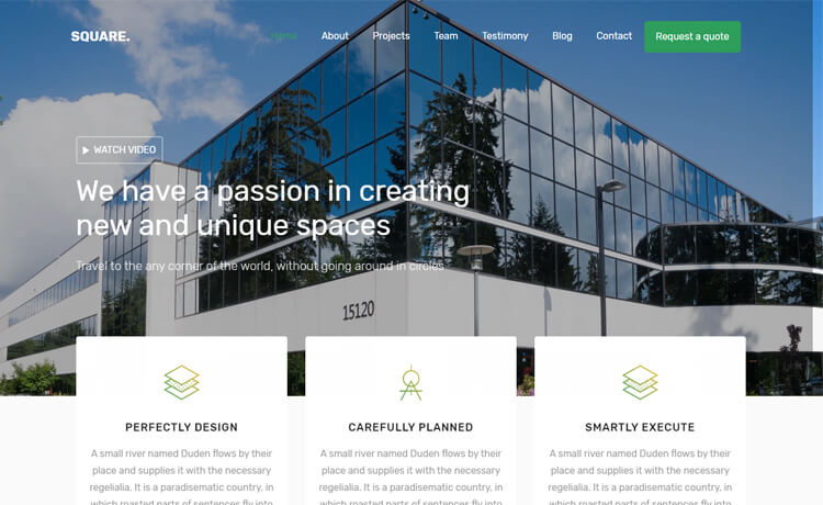 Square - Free Bootstrap 4 HTML5 Architecture Website Template