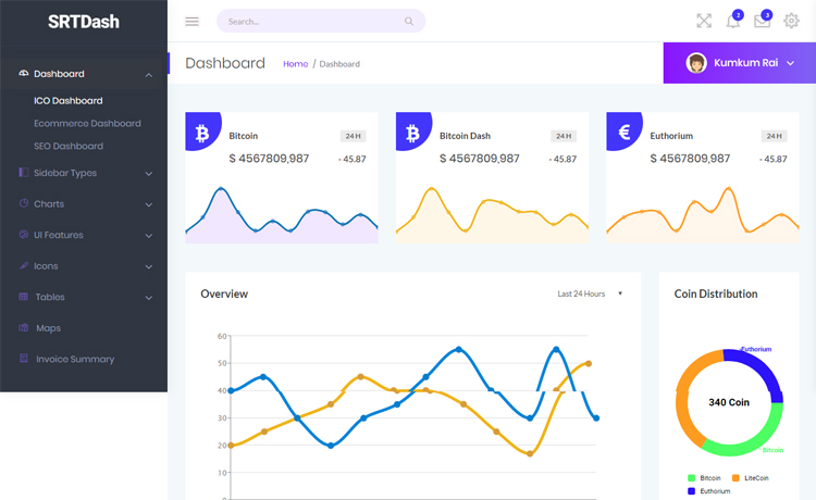 Srtdash - Free Bootstrap 4 HTML5 admin dashboard template
