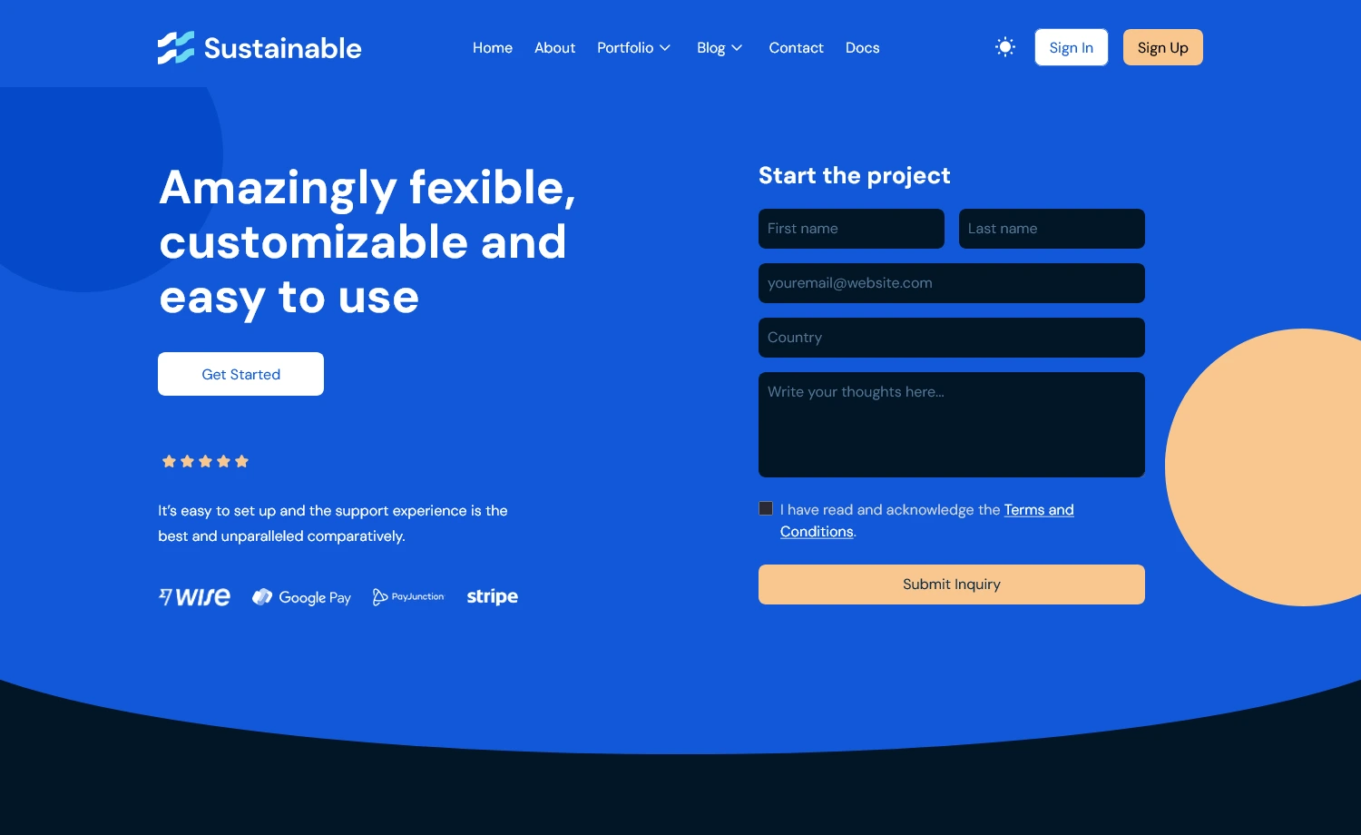 Sustainable - Free Tailwind CSS Next.js Portfolio Website Template