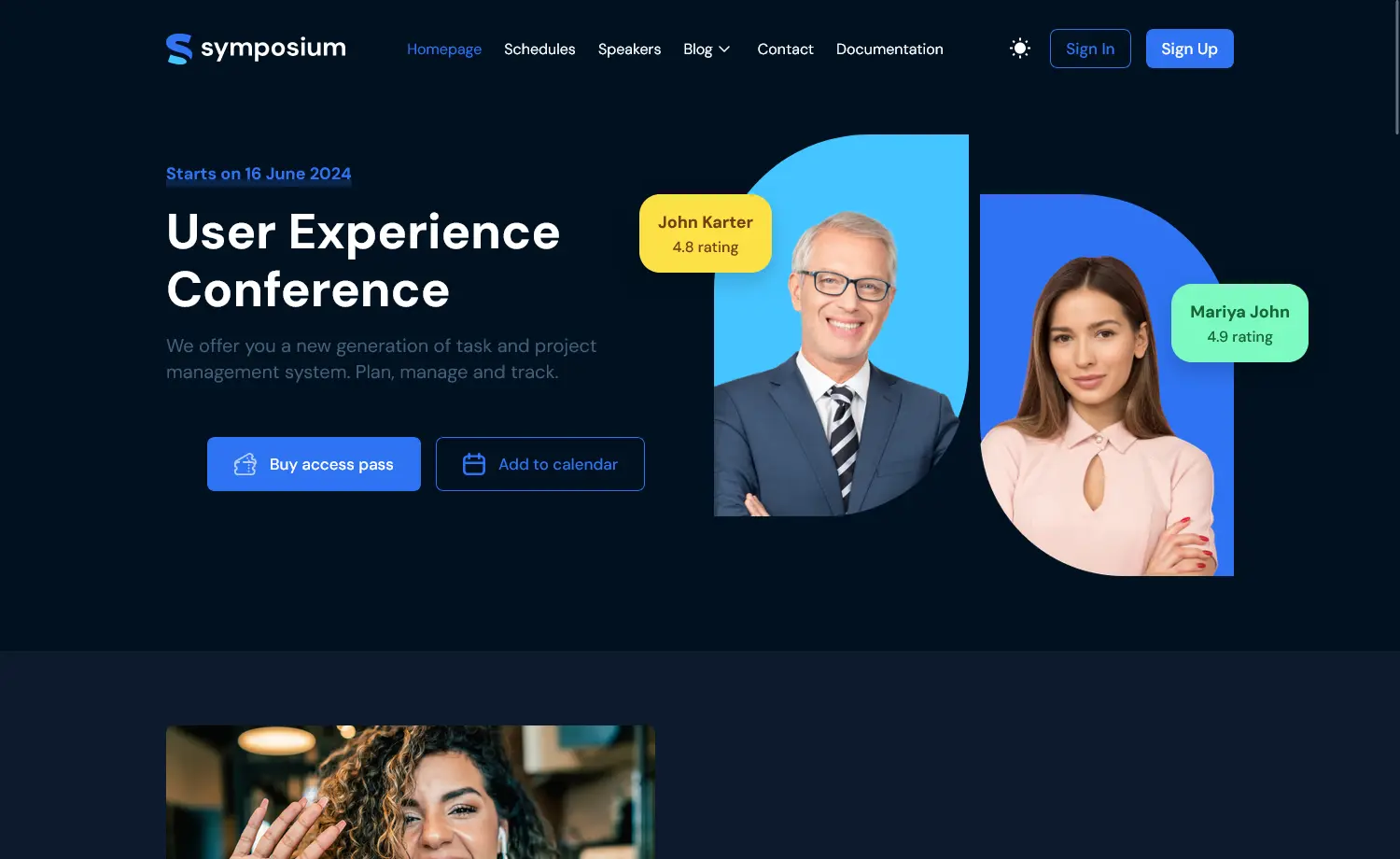 Symposium - Free Tailwind CSS Event Management Website Template