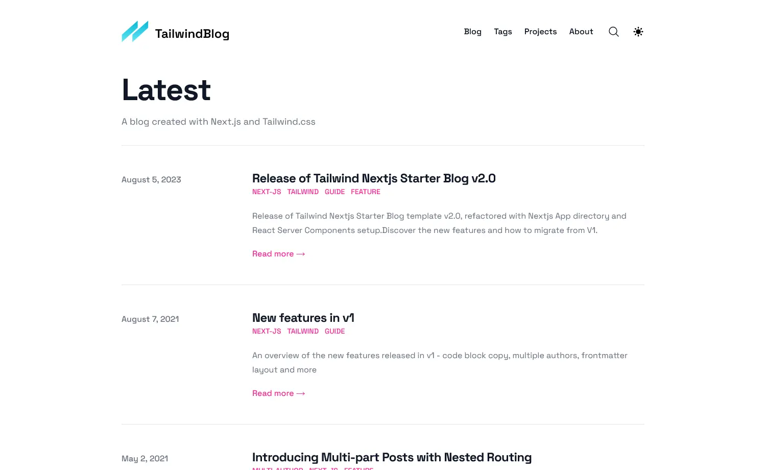 TailwindBlog - Free Tailwind CSS Blogging Website Template