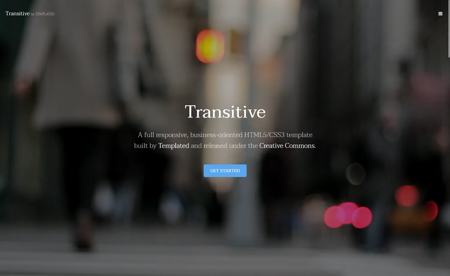 Transitive - Free HTML5 Business Template With Video Background
