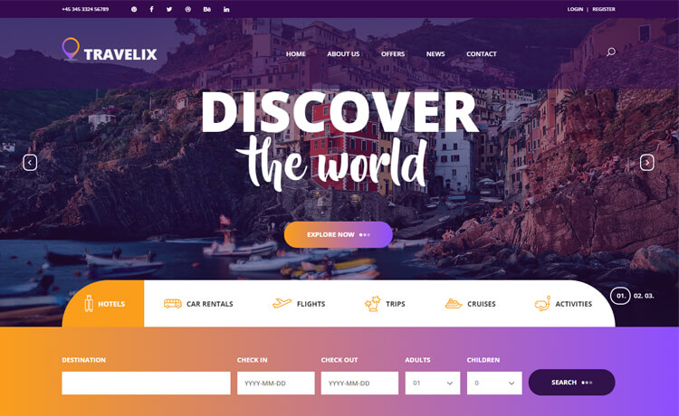 Travelix - Free Bootstrap 4 HTML5 Travel Agency Website Template