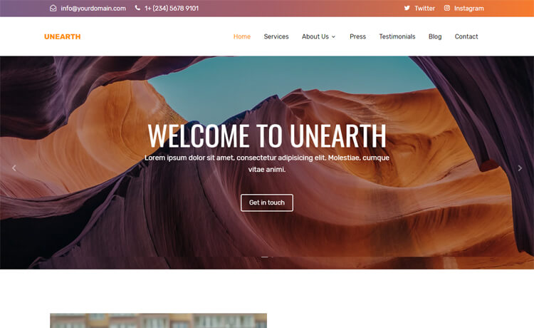 Unearth - Free Bootstrap 4 HTML5 Sophisticated Business Website Template