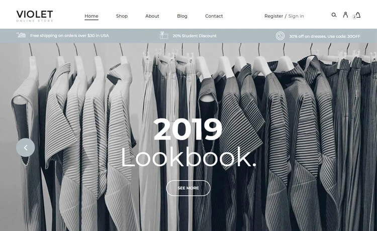 Violet - Free Bootstrap 4 HTML5 Responsive Ecommerce Website Template