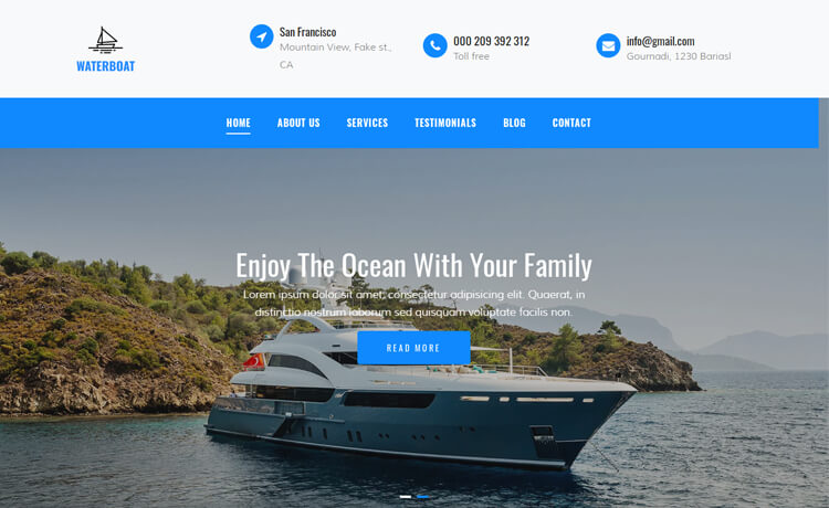 WaterBoat - Free Bootstrap 4 HTML5 Responsive Transportation Website Template