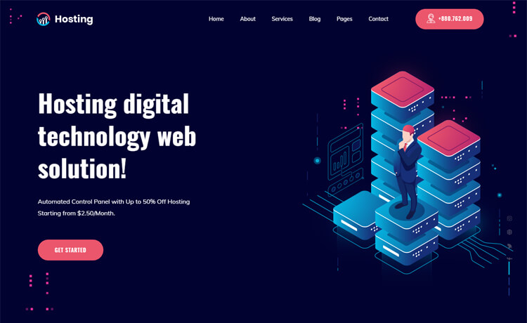 WebHostingService - Free Bootstrap 4 HTML5 Hosting Website Template