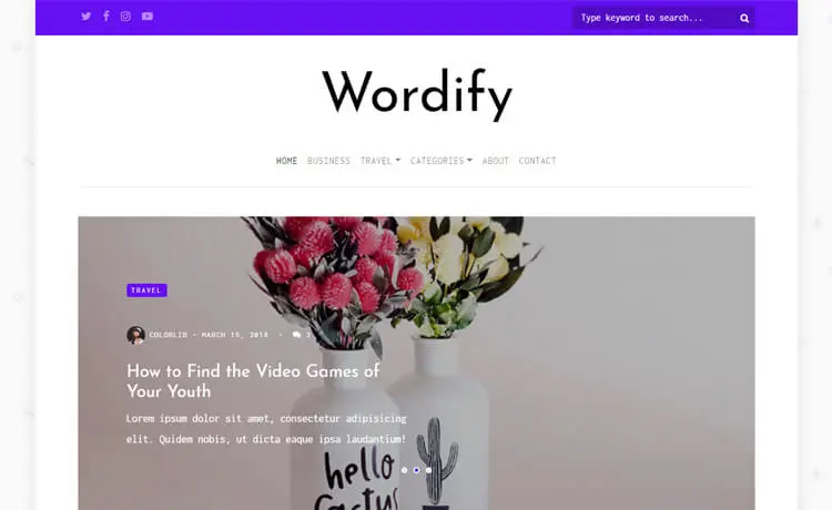 Wordify - Free HTML5 personal blog website template